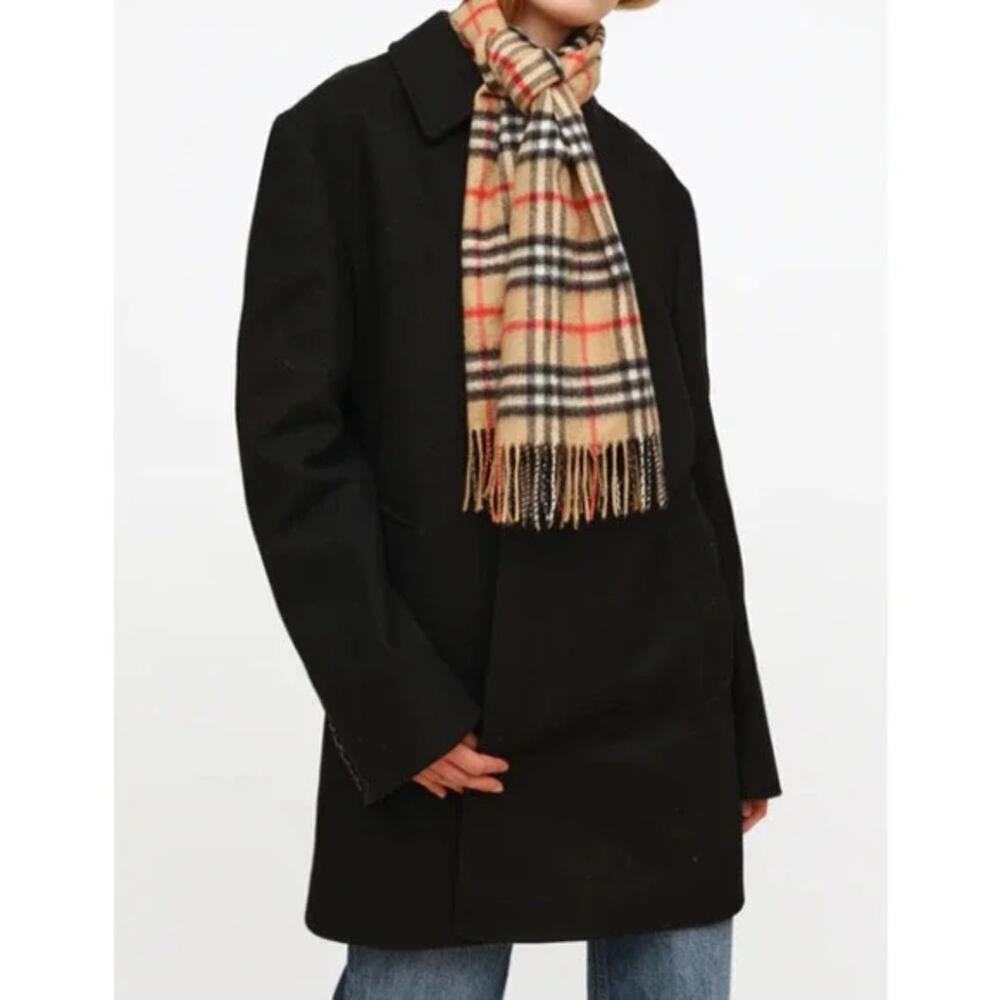 Burberry 100% Lambswool Scarf House Check Plaid Full Length Fringe AUTHENTIC - Picture 8 of 9